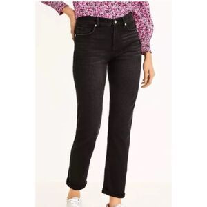 NEW Loft Jeans Size 28 The Girlfriend Mide Rise Curvy Black Straight Stretch NWT